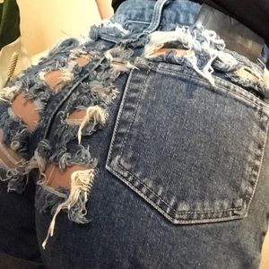 Destroyed denim shorts